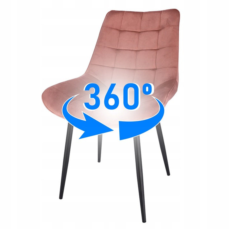 Roze Eetkamerstoel – Velvet Stoel – Vintage Stoel – Armstoel – Woonkamerstoel – Set Van 2 – Fluweelzachte Bekleding – Stevige Metalen Poot