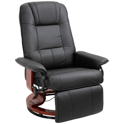 Relaxfauteuil – Relaxstoel – Draaifauteuil – Zwarte Relaxstoel – Fauteuil Zwart – Verstelbare Rugleuning Tot 145° – 360° Draaibare Basis Met Houten Voet