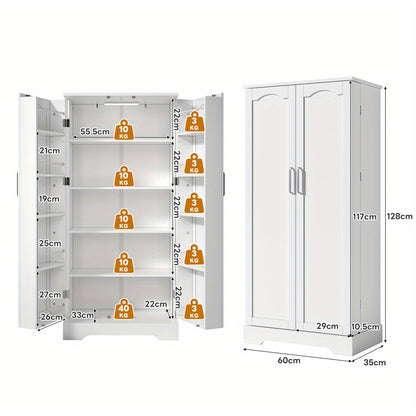 Keukenkast – Keukenbuffet – Opbergkast – Ovenkast – Staande Kast – Wit – Multifunctioneel – 60x35x128 cm – Verstelbare Planken – Antikantelbeveiliging