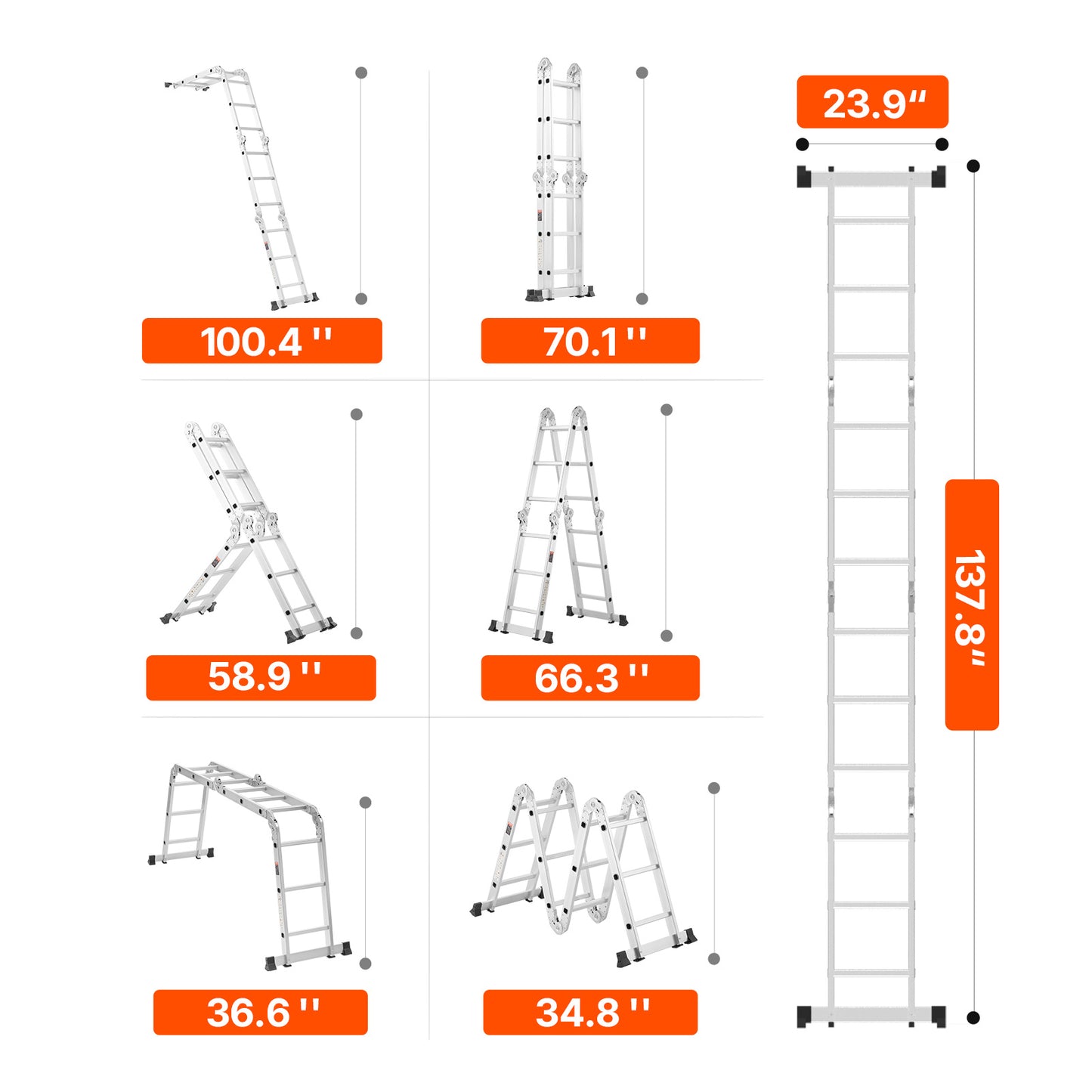 Inklapbare Ladder – Multitrap – Werksteiger – Trapladder – Platformladder – Lichtgewicht Aluminium – 3,6 Meter Bereik