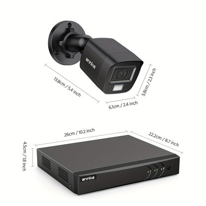 Beveiligingscamera Set – Camerabewaking – Beveiligingscamera Buiten – Bewakingscamera – CCTV Systeem – 4x 1080P Full HD Camera’s – AI Mens- en Voertuigdetectie met Nachtzicht 20m