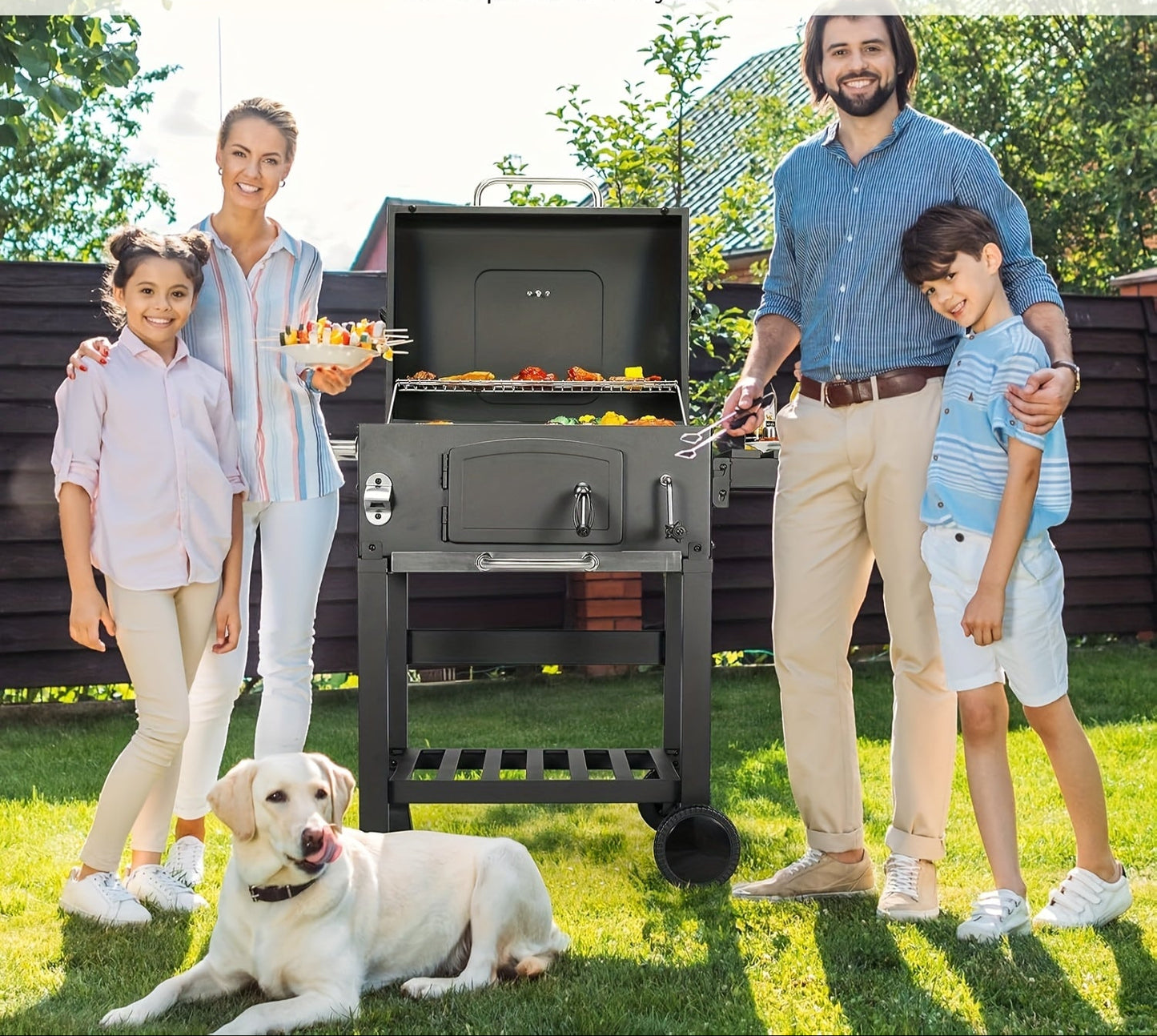 Houtskoolbarbecue – Barbecue – Smokerbarbecue – Kogelbarbecue – Kamadobarbecue – XXL Grilloppervlak 57x42 cm – Ingebouwde Thermometer