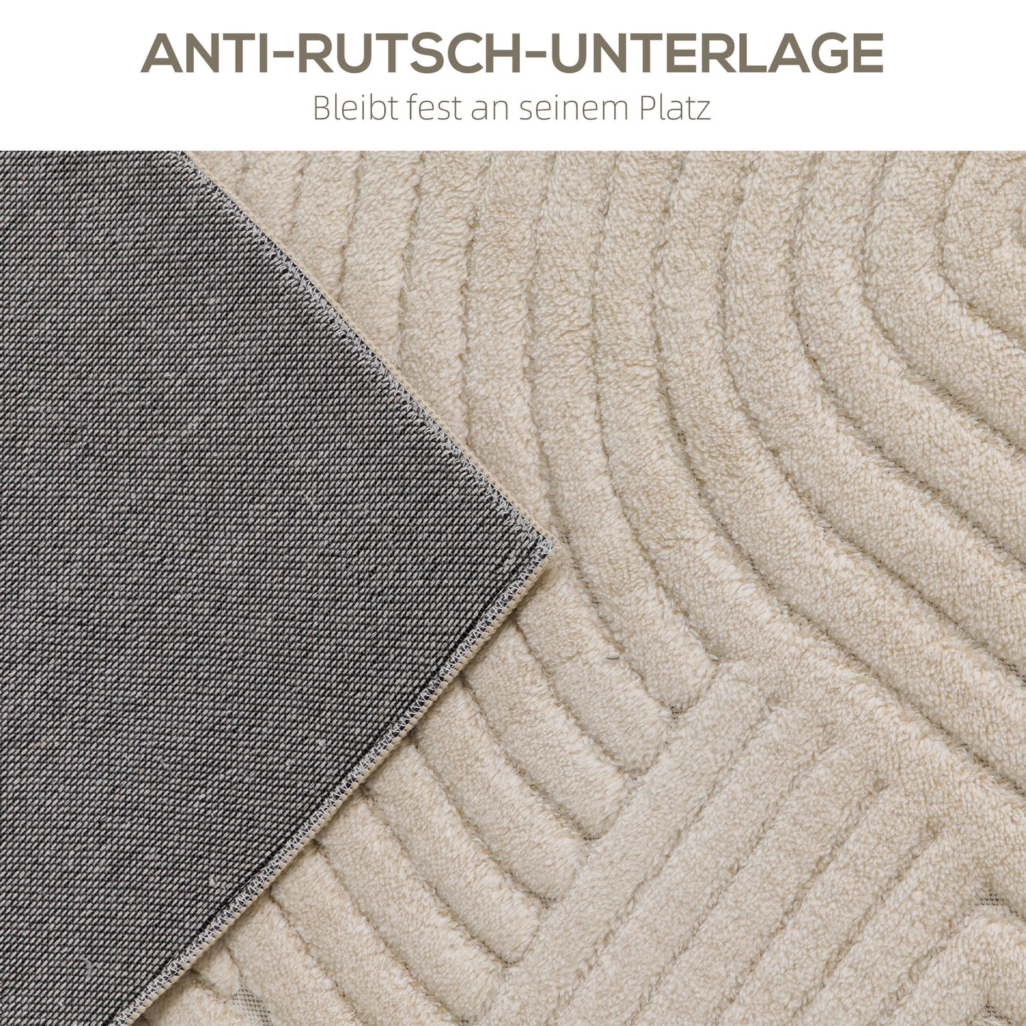 Vloerkleed – Tapijt – Karpet – Mat – Laagpolig – Crèmekleur – Machinegeweven – 15 mm Poolhoogte – Slipvast