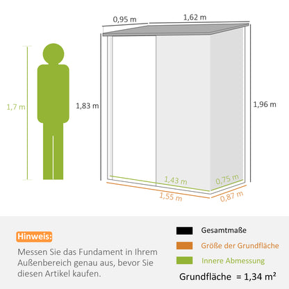 Tuinhuis – Berging – Opslag – Tuinschuur – Gereedschapshuis – Gegalvaniseerd Staal – Vergrendelbare Deur – Schuin Dak – 1,34 m² – Bruin
