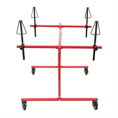 Roterend Wielverfspiraal – Verfspiraal – Wieldraaibaar – Verfstandaard – Autospuiterij Rek – Robuust Gegalvaniseerd Staal – Vergrendelbare Wielen – 80 cm Hoogte – 99,79 kg Draagvermogen – Rood