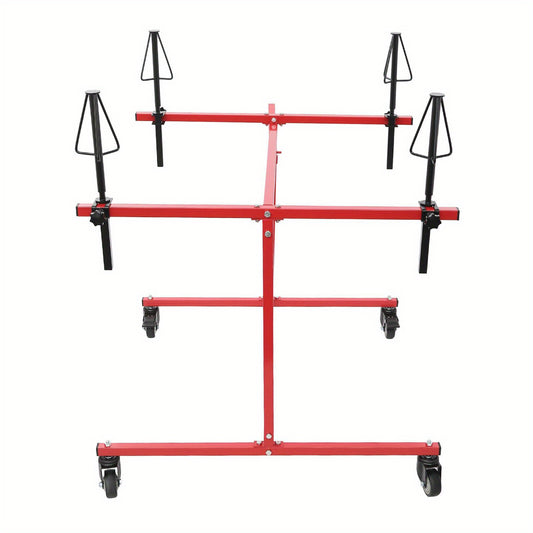 Roterend Wielverfspiraal – Verfspiraal – Wieldraaibaar – Verfstandaard – Autospuiterij Rek – Robuust Gegalvaniseerd Staal – Vergrendelbare Wielen – 80 cm Hoogte – 99,79 kg Draagvermogen – Rood