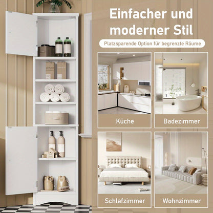 Badkamerkast – Badkamermeubel – Medicijnkast – Kolomkast – Opbergkast – Driehoekig Ontwerp – 36,5x24,5x170cm – Vochtbestendige Verf – Verstelbare Planken – Wit