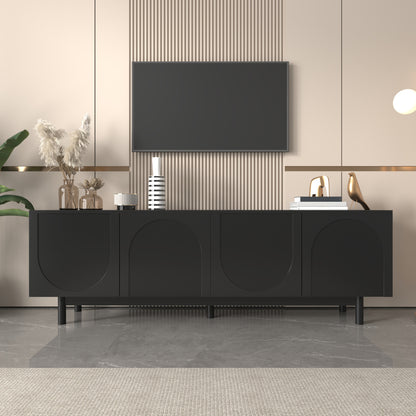 TV Meubel – TV Kast – Televisiemeubel – TV Dressoir – Media Meubel – Verstelbare Plank 127-150 cm – Zwart MDF & Spaanplaat – Lichtgewicht Duurzaam Design