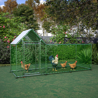 Kippenren – Kippenhok – Buitenren – Dierenren – Pluimveeverblijf – Stevig Metalen Frame – Waterbestendig PE-net – Ruim 3x1x1,5m – Veiligheidsslot
