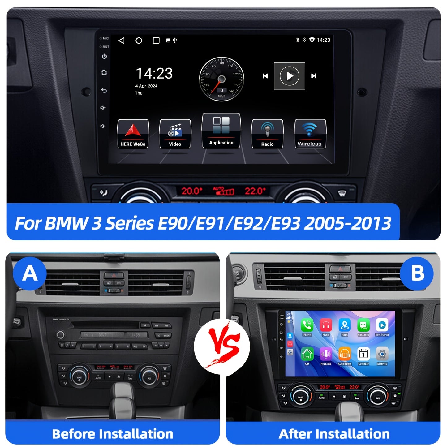 9-inch Autoradio – Android Car Stereo – Auto Multimedia Speler – Inbouw Radio – GPS Navigatie – 2GB+32GB Geheugen – Draadloos Apple CarPlay & Android Auto