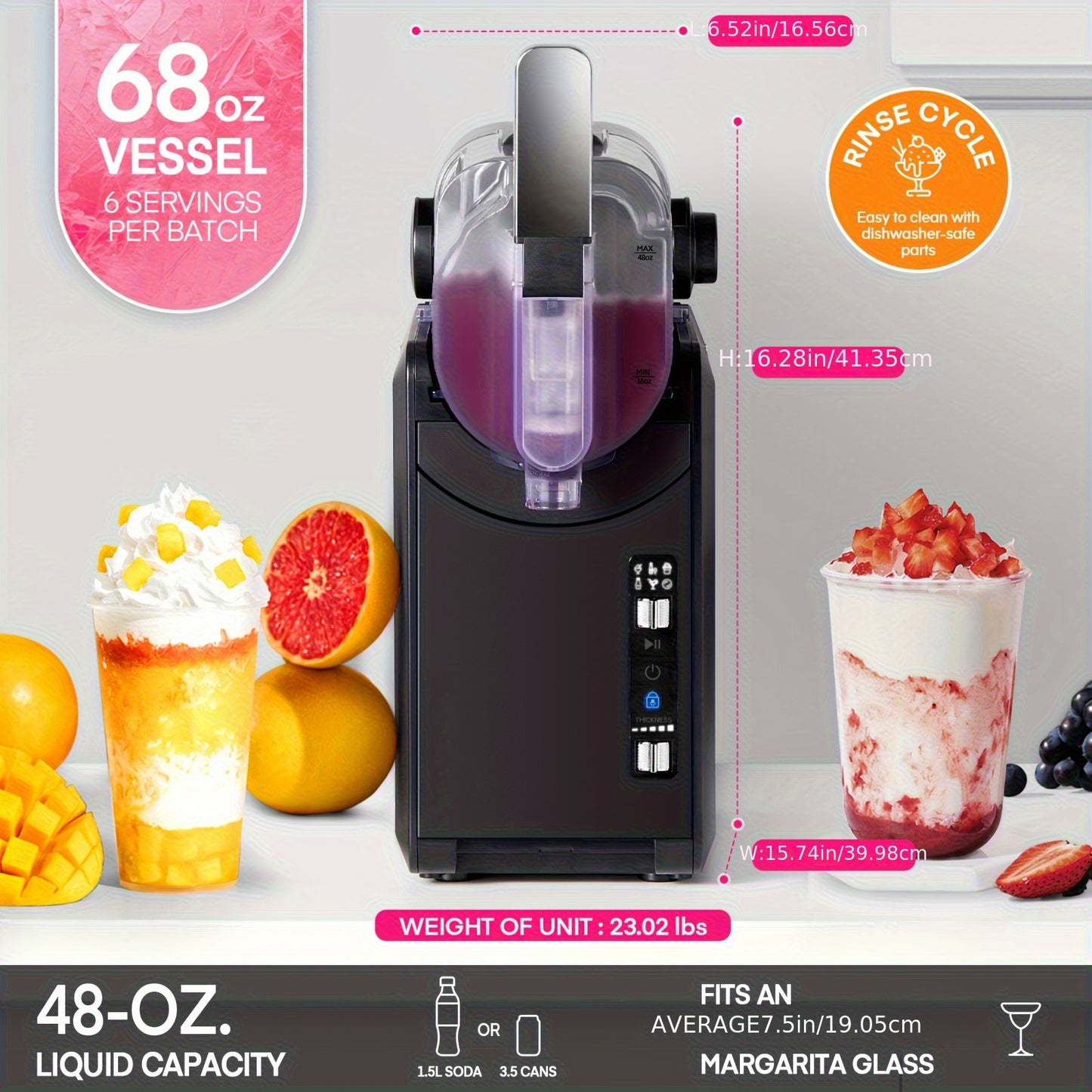 IJsdrankmachine – Slushymaker – Milkshakemaker – Slush Machine - Frozen Drink Maker – 5-in-1 Functies – 2 Liter Inhoud – Zelfreinigend Systeem