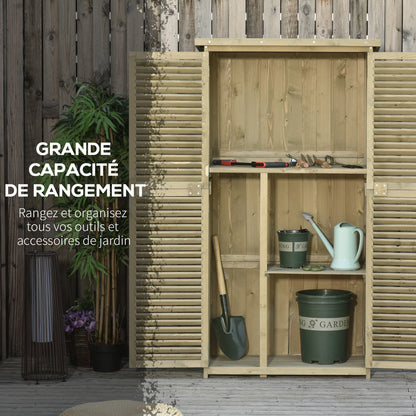 Tuinhuisje – Tuinkast – Tuinschuur – Gereedschapsschuur – Berging – Autoclave Behandeld Dennenhout – Waterdicht Bitumen Dak – 87x47x160 cm – Schuifdeuren – 2 Planken – Op Poten – Sand