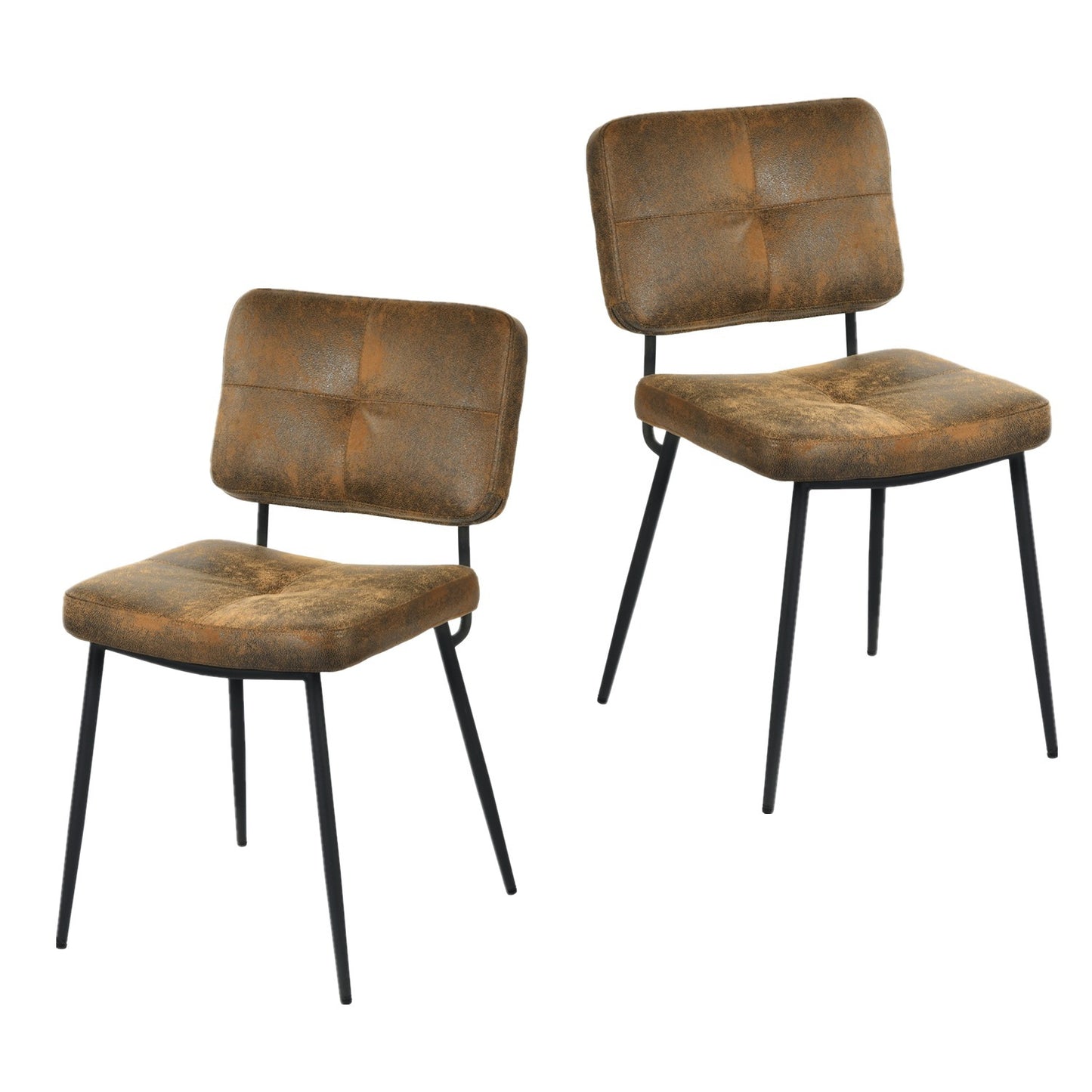 Retro Scandinavische Eetkamerstoelen – Stoelen – Diners Stoelen – Design Stoelen – Comfortabele Stoelen – Set van 2 Bruin – Ergonomisch Ontwerp – Metalen Poten