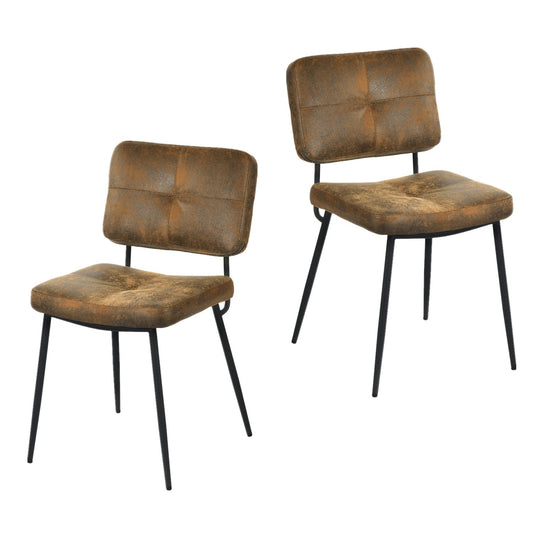 Retro Scandinavische Eetkamerstoelen – Stoelen – Diners Stoelen – Design Stoelen – Comfortabele Stoelen – Set van 2 Bruin – Ergonomisch Ontwerp – Metalen Poten