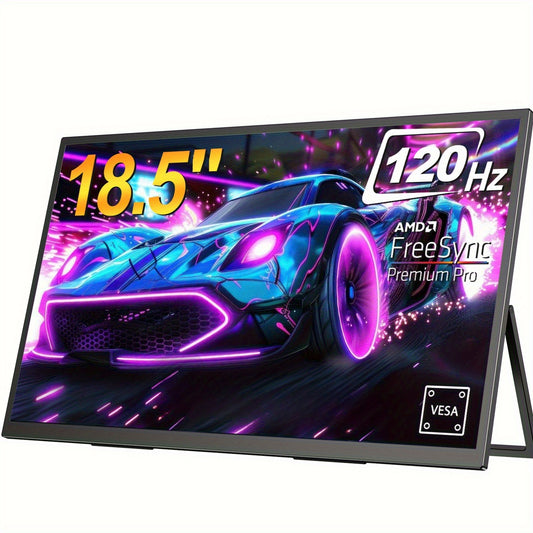 Gaming Monitor – Portable Scherm – Extern Display – Tweede Scherm – Compact Monitor – 18,5 Inch – 120Hz Verversingssnelheid – Full HD 1080p – USB-C & HDMI Aansluiting – Ingebouwde Speakers – VESA Montage – Mat Scherm