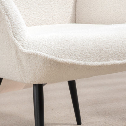 Fauteuil – Armstoel – Relaxstoel – Loungefauteuil – Zithoekstoel – Crème Kleur – Polyester Bekleding – Metalen Pootjes – 71x77x102 cm