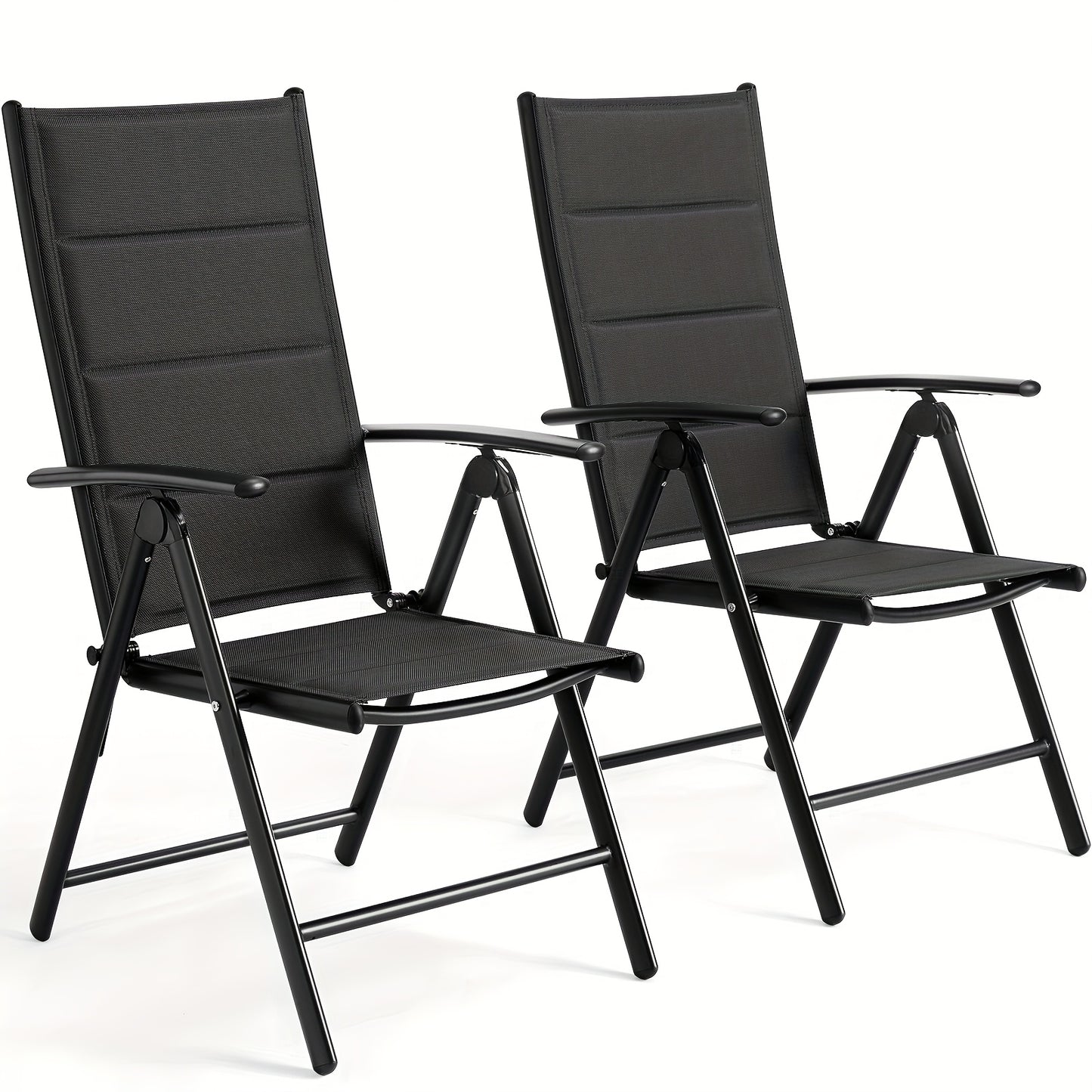 Leisure Stoelen – Tuinstoelen – Campingstoelen – Balkonstoelen – Relaxstoelen – Zwart – Lichtgewicht Aluminium Frame – 7-Standen Verstelbare Rugleuning