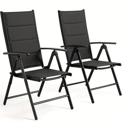 Leisure Stoelen – Tuinstoelen – Campingstoelen – Balkonstoelen – Relaxstoelen – Zwart – Lichtgewicht Aluminium Frame – 7-Standen Verstelbare Rugleuning