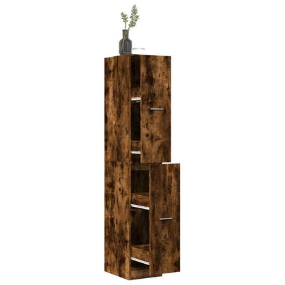 Apothekerskast – Medicijnkast – Badkamerkast – Opbergkast – Keukenkast – Gerookt Eikenhout – Compact 30x41x174,5 cm