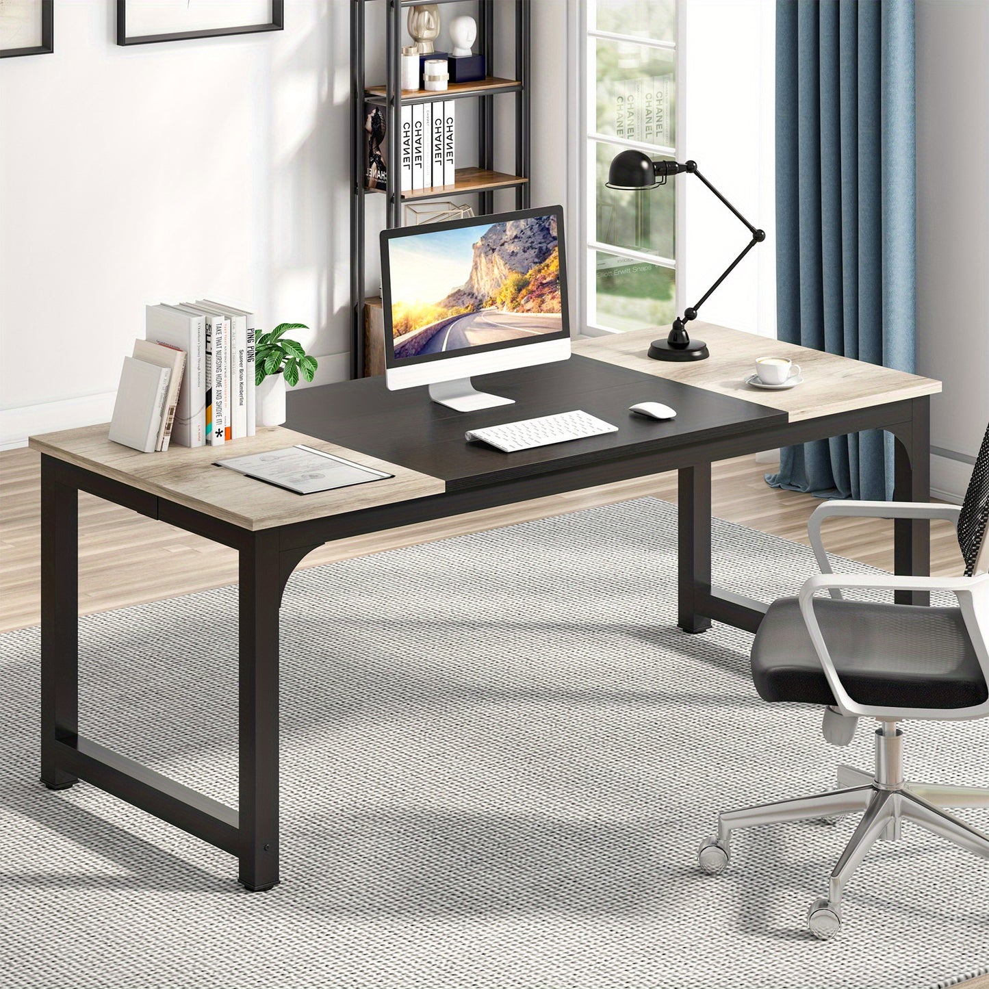 Bureau – Werkplek – Studietafel – Tafel – Industrieel Design – Extra Groot 180x80 cm – Stevig Metaal & Kunsthout – Geschikt Voor 6-8 Personen