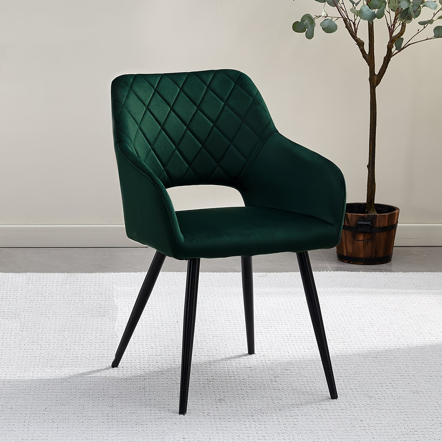 CLIPOP Black Velvet Dining Chairs Set Of 2, Upholstered Kitchen Chair with Arms And Metal Legs, Tub Reception Chairs for Dining Room Bedroom Office