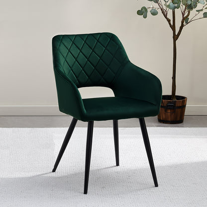 CLIPOP Black Velvet Dining Chairs Set Of 2, Upholstered Kitchen Chair with Arms And Metal Legs, Tub Reception Chairs for Dining Room Bedroom Office