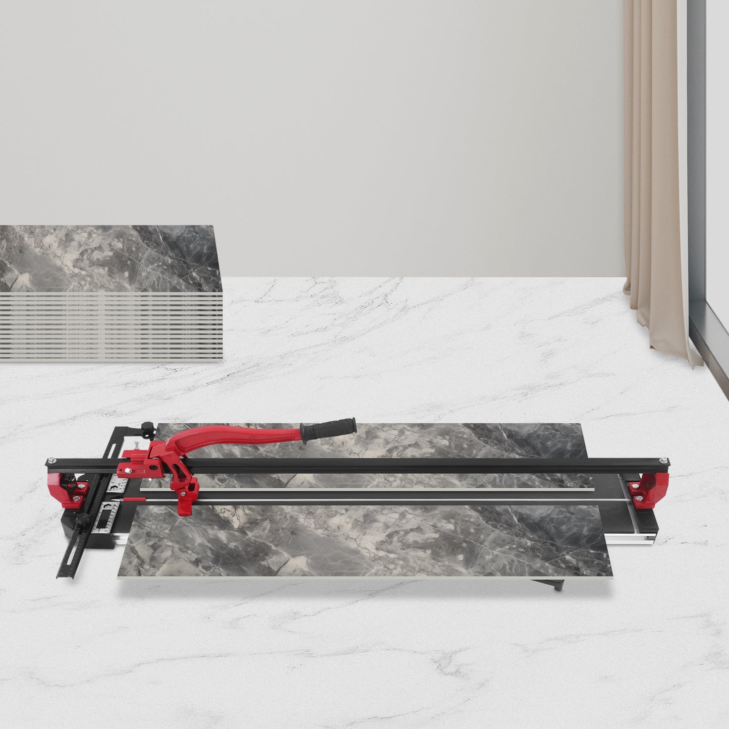 Tegelknipper – Tegelsnijder – Tegelsnijmachine – Tegel Snijder Handmatig – Rood – Infrared Richtlijn – Verstelbare Snijdikte 4-15mm
