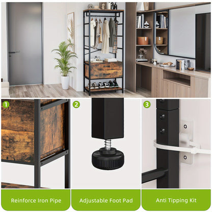 Halmeubel – Schoenenkast – Kapstok – Opbergmeubel – Entreekast – Industrieel – Massief Hout – Compact Ontwerp