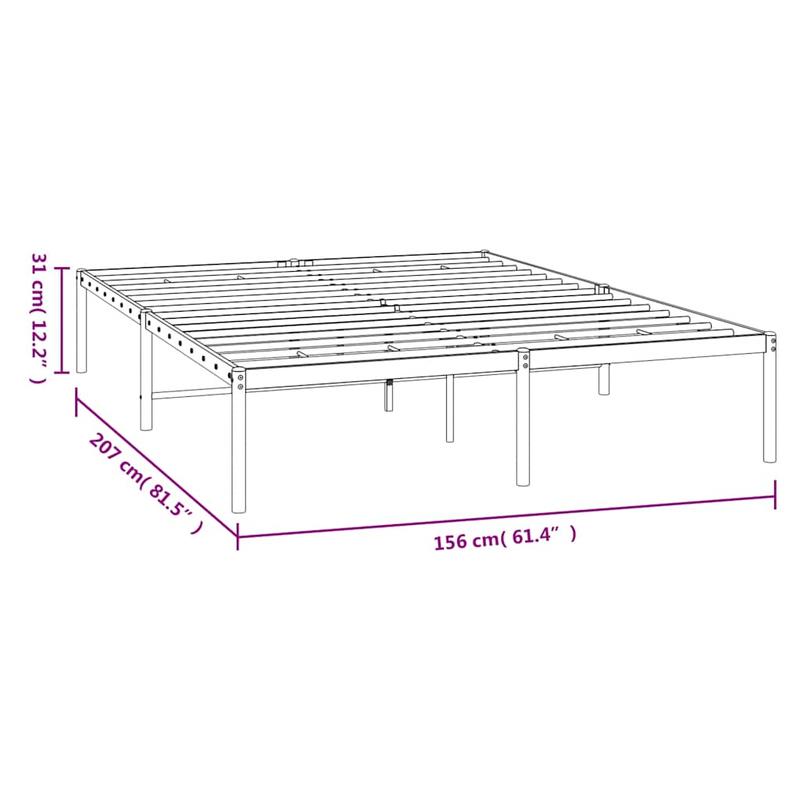 Modern White Metal Bed Frame with Sturdy Steel Construction - Heavy-Duty Platform Bed, No Box Spring Needed, Easy Assembly, 59"x79" (150x200cm) Size, Minimalist Design for Contemporary Bedrooms, Durable Metal Frame with Under