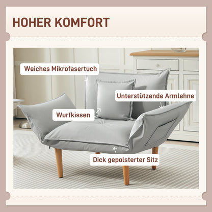 Lounge Stoel – Fauteuil – Zitzak – Relaxstoel – Vloerstoel – Verstelbaar – Zacht Kussen – Lichtgrijs