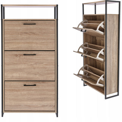Schoenenkast – Schoenenrek – Schoenenopberger – Schoenenkastje – Schoenenelement – Loft-Design Sonoma Eiken – Ruime 3 Compartimenten