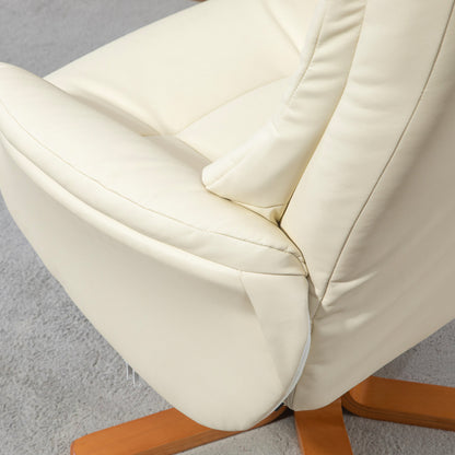 Relaxfauteuil – Fauteuil – Loungestoel – Zetel – Leunstoel – Crème Wit – Comfortabele Stof – Verstelbare Rugleuning Met Voetenbank