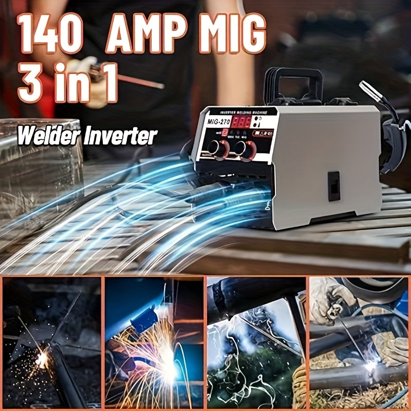 3-in-1 Lasmachine – MIG Lasser – TIG Lasser – ARC Lasser – Inverter Lasmachine – Gasloos Lassen – 140A Vermogen – Compact Draagbaar Aluminium