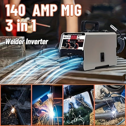 3-in-1 Lasmachine – MIG Lasser – TIG Lasser – ARC Lasser – Inverter Lasmachine – Gasloos Lassen – 140A Vermogen – Compact Draagbaar Aluminium