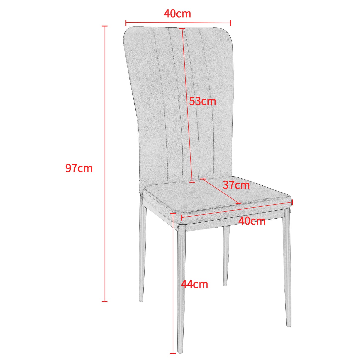 Eetkamerstoel – Kuipstoel – Stoel – Dining Chair – Set Van 4 – Zwart – Velvet Bekleding – Hoog Rugleuning – Metalen Frame – 40x37x97 cm – Max. Draagvermogen 120 kg