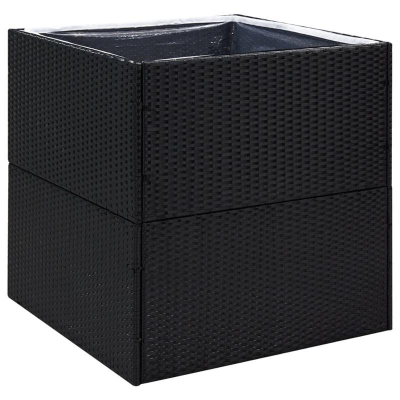 Plantenrek – Plantenstandaard – Bloemenrek – Plantentafel – Plantenhouder – Polyrattan – Weerbestendig – 80x80x80 cm – Zwart