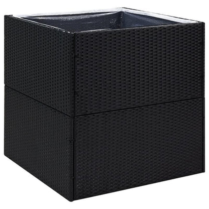 Plantenrek – Plantenstandaard – Bloemenrek – Plantentafel – Plantenhouder – Polyrattan – Weerbestendig – 80x80x80 cm – Zwart