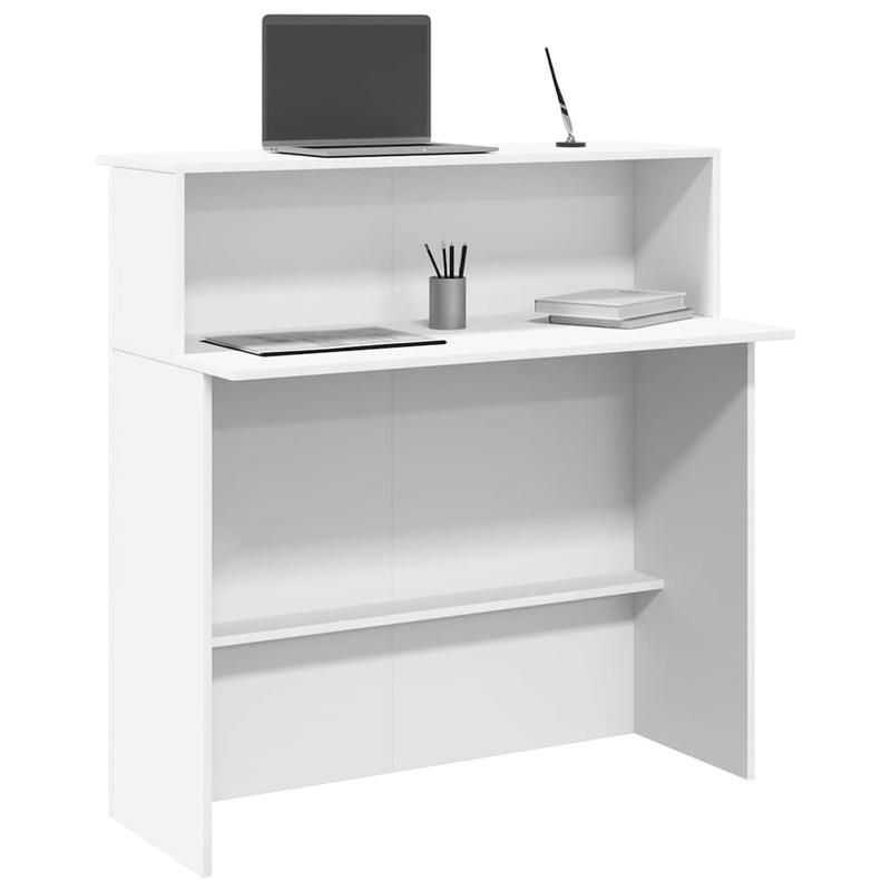 Balie – Receptiebalie – Ontvangstbalie – Kantoorbalie – Bureaubalie – Wit Houten Design – Compacte Afmetingen 100x50x103,5 cm