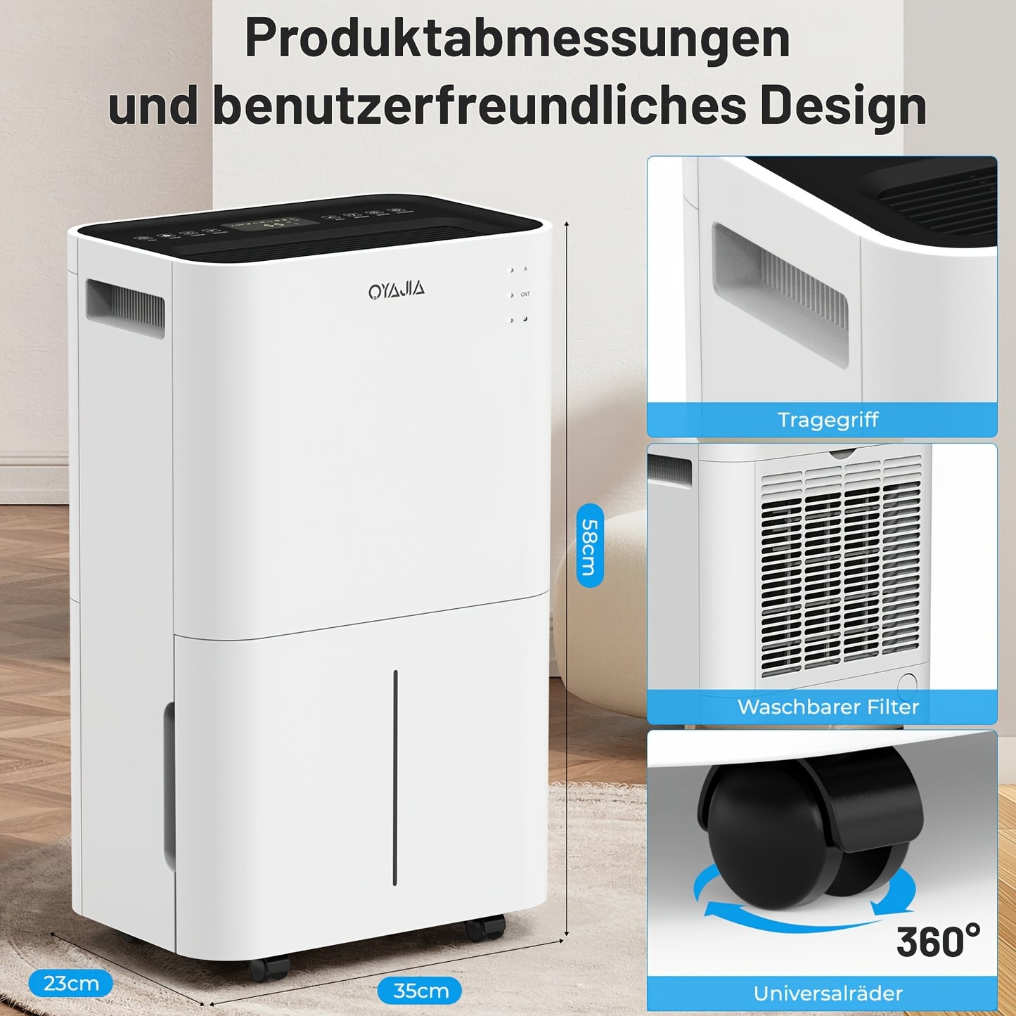 Ontvochtiger – Luchtontvochtiger – Vochtvreter – Aircoontvochtiger – Wit – 20L Capaciteit – App- en Spraakbesturing