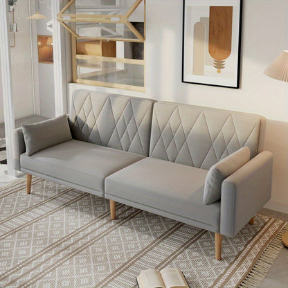 2-zitsbank – Loveseat – Slaapbank – Sofa – Compacte Bank – Verstelbare Rugleuning – Fluwelen Bekleding – Slaapfunctie – 180x75x82 cm – Inclusief Kussens