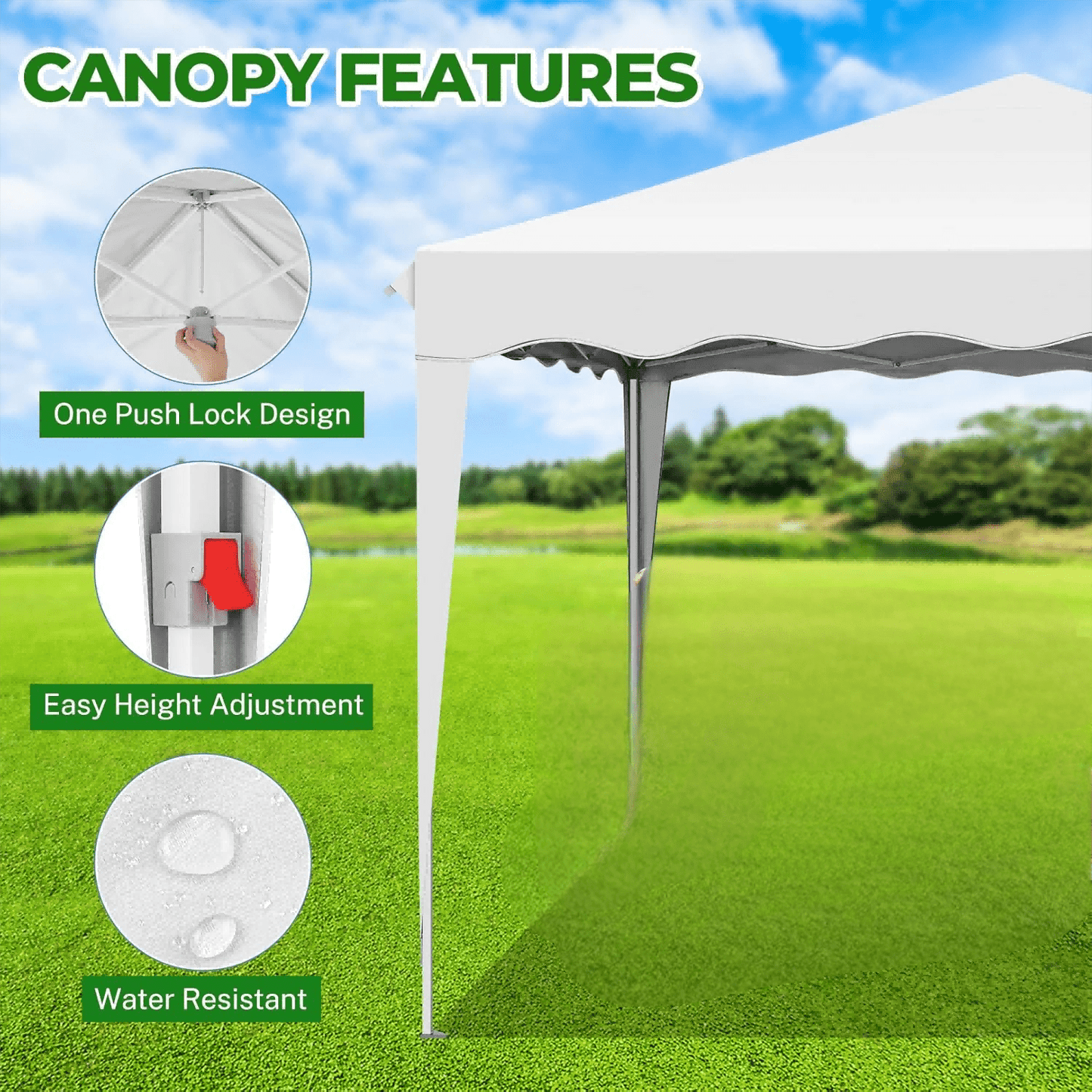Partytent – Tuinpaviljoen – Feesttent – Sfeertent – Overkapping – Waterdicht – UV Bescherming 50+ – 3x3 Meter – Opvouwbaar – Verstelbare Hoogte