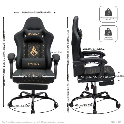 Gamingstoel – Gamestoel – Gaming Chair – Game Stoel – Bureaustoel – Ergonomisch – Verstelbare Rugleuning – Draaibaar Met Voetensteun – Kunstleer