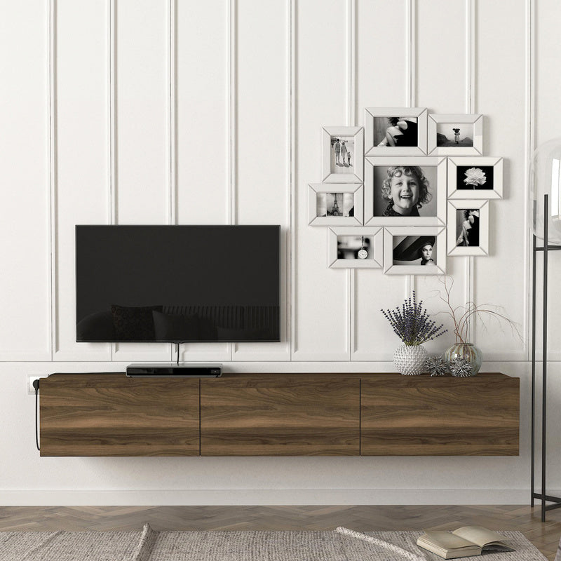 TV Meubel – TV Kast – TV Dressoir – Mediameubel – Hangend TV Meubel – Eiken – 180x31x29,5 cm – 3 Opslagvakken