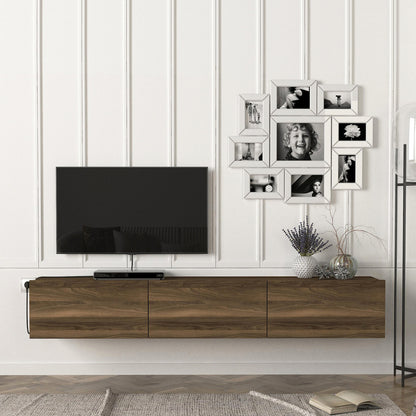 TV Meubel – TV Kast – TV Dressoir – Mediameubel – Hangend TV Meubel – Eiken – 180x31x29,5 cm – 3 Opslagvakken