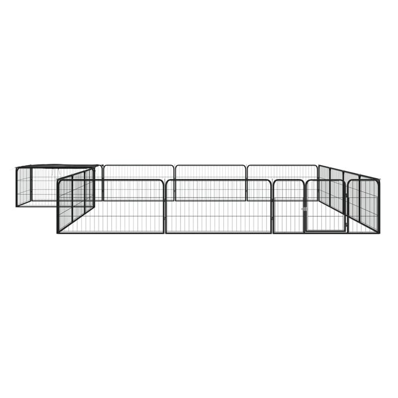 Hondenren – Hondenhok – Puppyren – Loopren – Buitenren – Zwart – 16 Panelen 100x50 cm – Gepoedercoat Staal – Veilig Slot