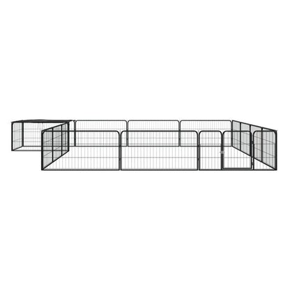 Hondenren – Hondenhok – Puppyren – Loopren – Buitenren – Zwart – 16 Panelen 100x50 cm – Gepoedercoat Staal – Veilig Slot