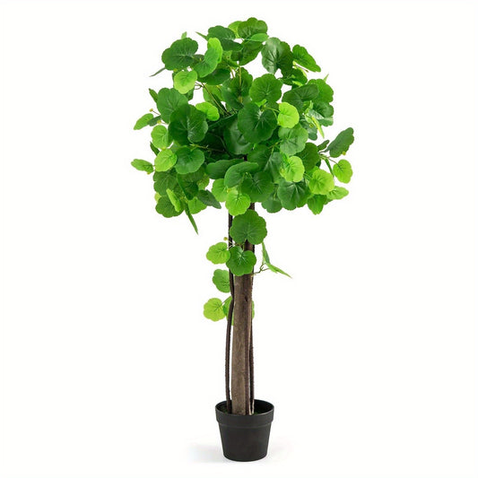 Artificial Plant 110 Cm, Artificial Plant Ornamental Apple Tree, Artificial Tree with Pot, Green Plants with Realistic Leaves & Wooden Trunk, Decorative Plant Houseplant for Home Office, Green