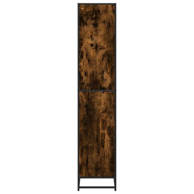 Boekenkast – Vakkenkast – Opbergkast – Wandkast – Boekplank – Handgemaakt – Gerookt Eikenhout – 60x35x170,5 cm – Met Slot – Metaalframe