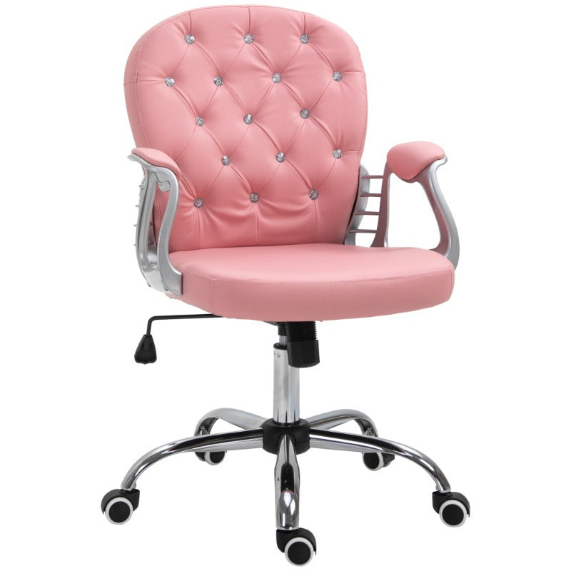 Bureaustoel – Ergonomische Stoel – Office Chair – Draaistoel – Computerstoel – Roze PU Bekleding – Verstelbare Zithoogte 95-105 cm – Zitvlak 59,5 x 60,5 cm