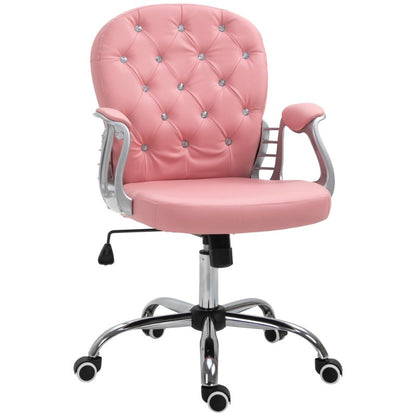 Bureaustoel – Ergonomische Stoel – Office Chair – Draaistoel – Computerstoel – Roze PU Bekleding – Verstelbare Zithoogte 95-105 cm – Zitvlak 59,5 x 60,5 cm